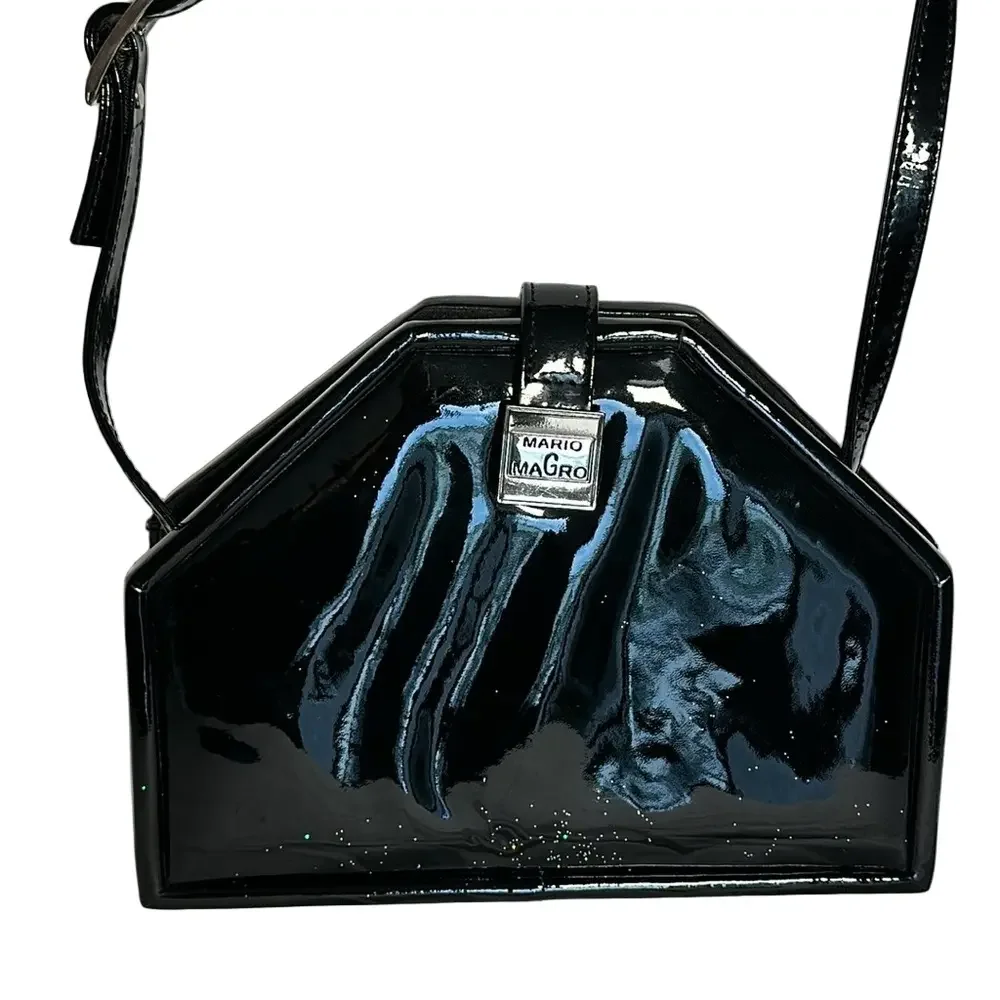 MARIO MaGRO BEVERLY HILLS designer Patent leather handbag with glitter very rare